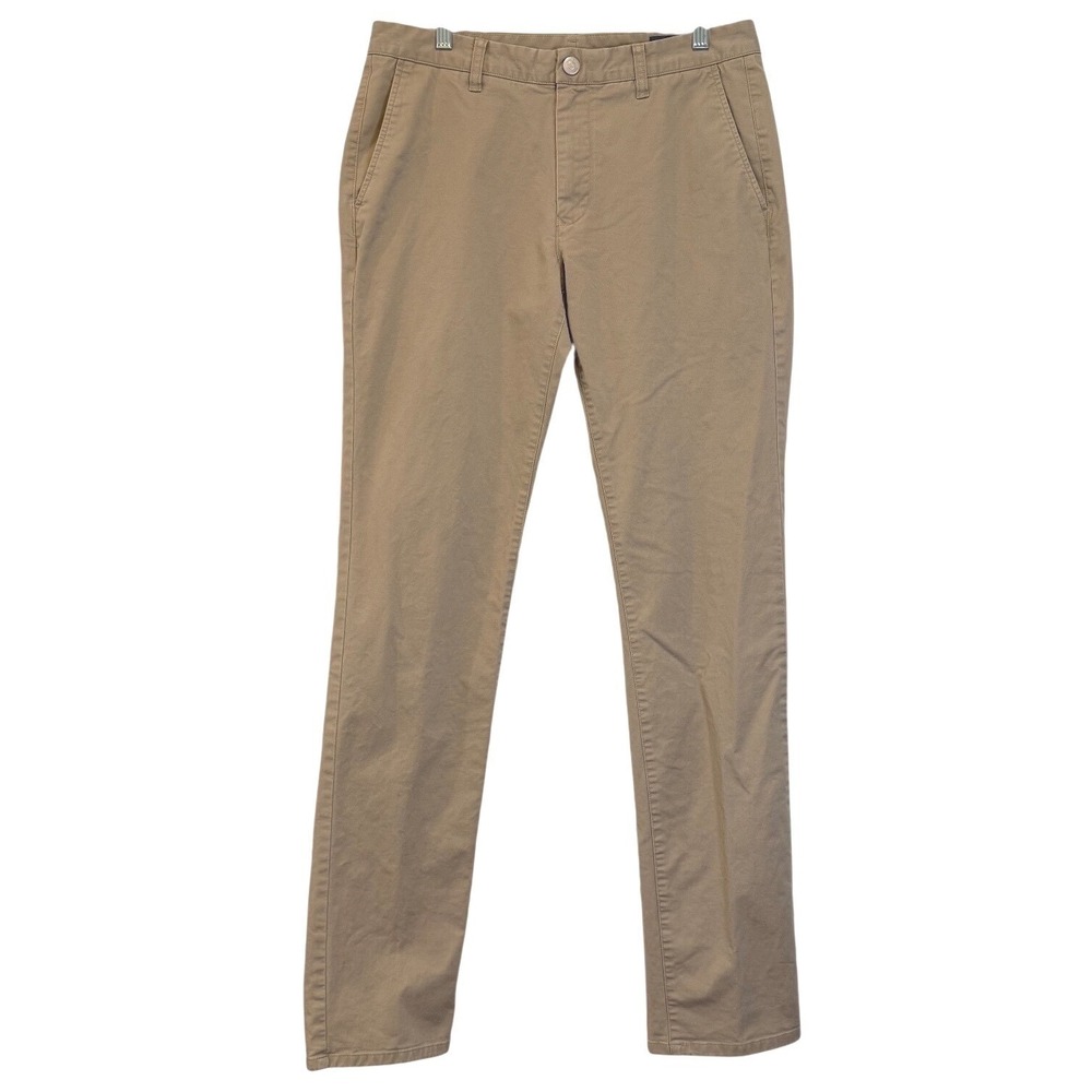 Bonobos Casual Chino Slim Fit Tan Khaki Flat Front Stretch Cotton Pants 32 x 35
